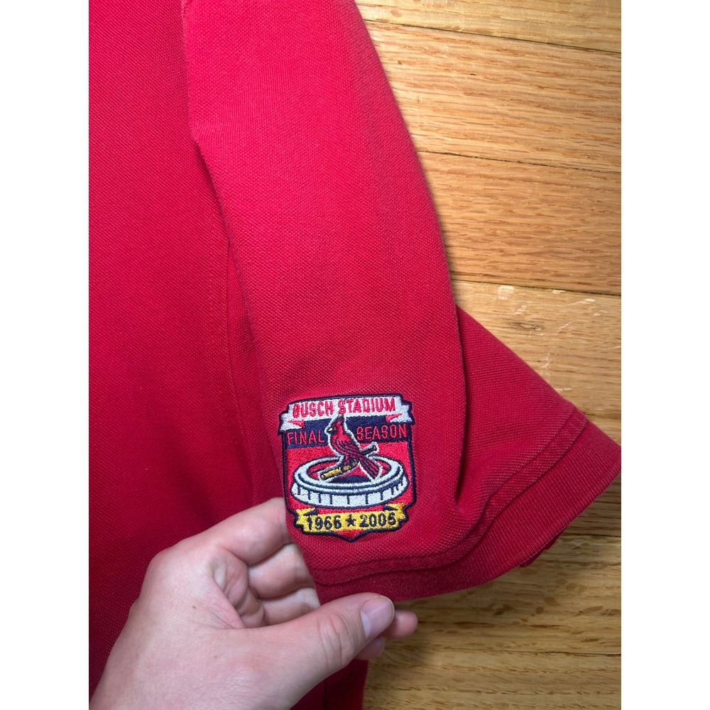Antigua St Louis Cardinals Mens Red Polo Shirt Busch Stadium Final Season Large - Picture 7 of 8